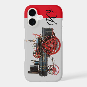 VINTAGE STEAM LOCOMOTIVE MONOGRAM Red Grey