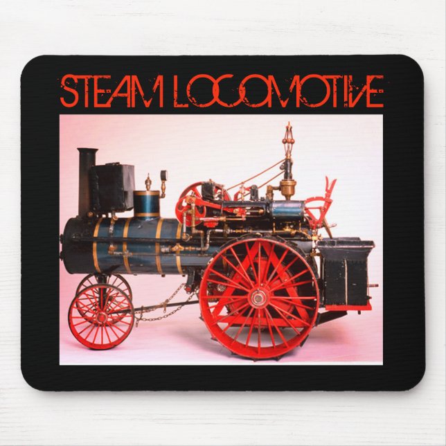 VINTAGE STEAM LOCOMOTIVE Red Black Mouse Pad (Front)