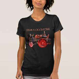 VINTAGE STEAM LOCOMOTIVE Red Black T-Shirt