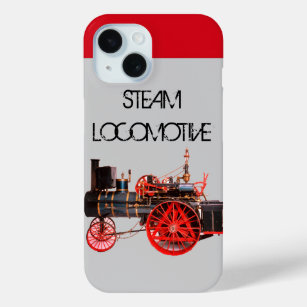 VINTAGE STEAM LOCOMOTIVE Red Grey iPhone 15 Case
