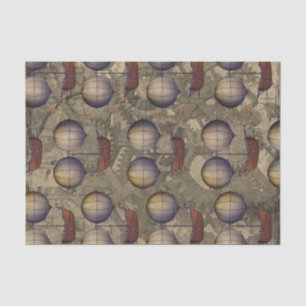Vintage Steam Punk Dirigible Airships & Cog Wheels Tissue Paper