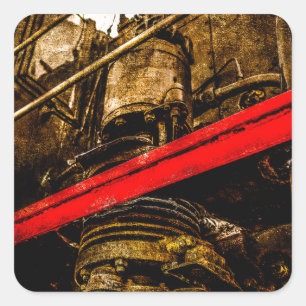 Vintage Steam Train - Air Pump Square Sticker