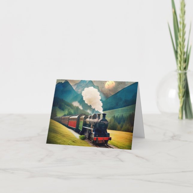 Vintage Steam Train Birthday Card (Front)
