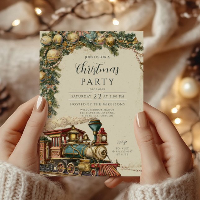 Vintage Steam Train Christmas Invitation (Creator Uploaded)