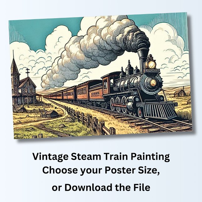Vintage Steam Train Drawing  Poster (Creator Uploaded)