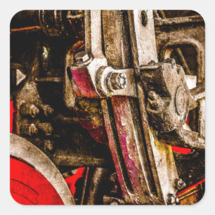 Vintage Steam Train - Driving Gear Square Sticker