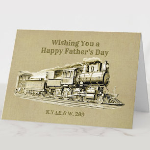 Vintage Steam Train Engine Father's Day  Card