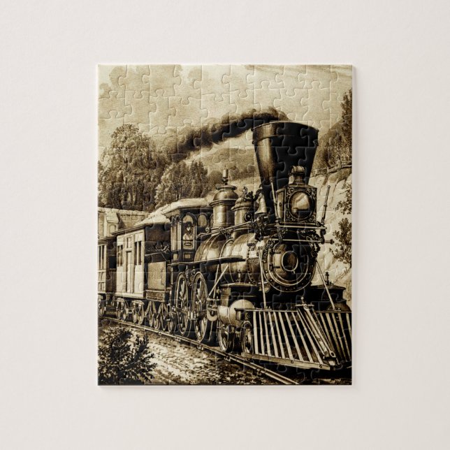 Vintage Steam Train Engine Locomotive Jigsaw Puzzle (Vertical)