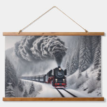 Vintage Steam Train in Snowy Forest