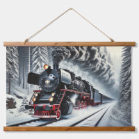 Vintage Steam Train in Winter Landscape