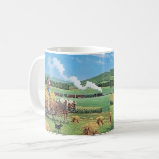 Vintage steam train landscape mug (Front Left)