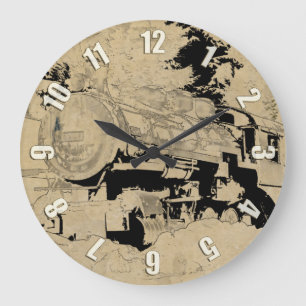 Vintage Steam Train Large Clock