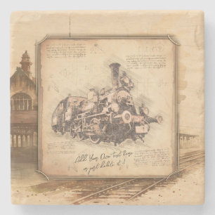 Vintage Steam Train / Locomotive Art. Driver Gift Stone Coaster