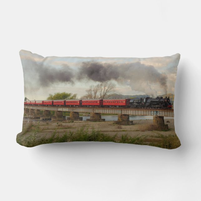 Vintage Steam Train Lumbar Cushion (Front)