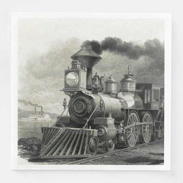 Vintage Steam Train Napkin (Front)