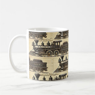 Vintage Steam Train Pattern   Heritage Railway Mug