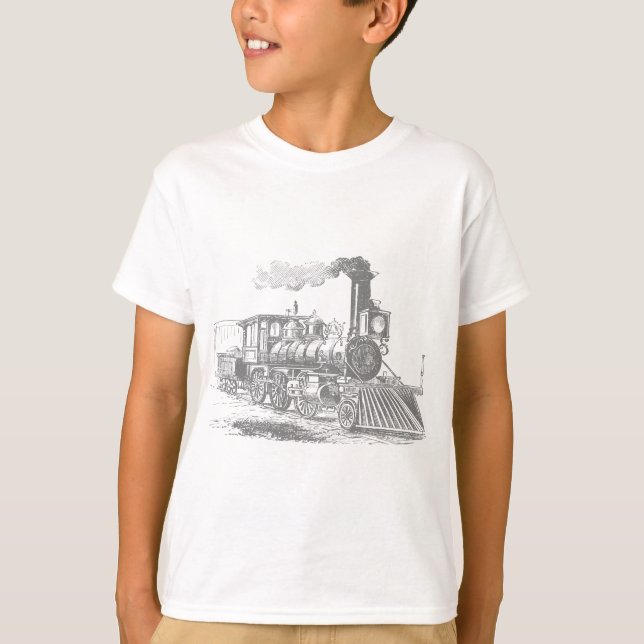 Vintage Steam Train Railway Locomotive T-Shirt (Front)