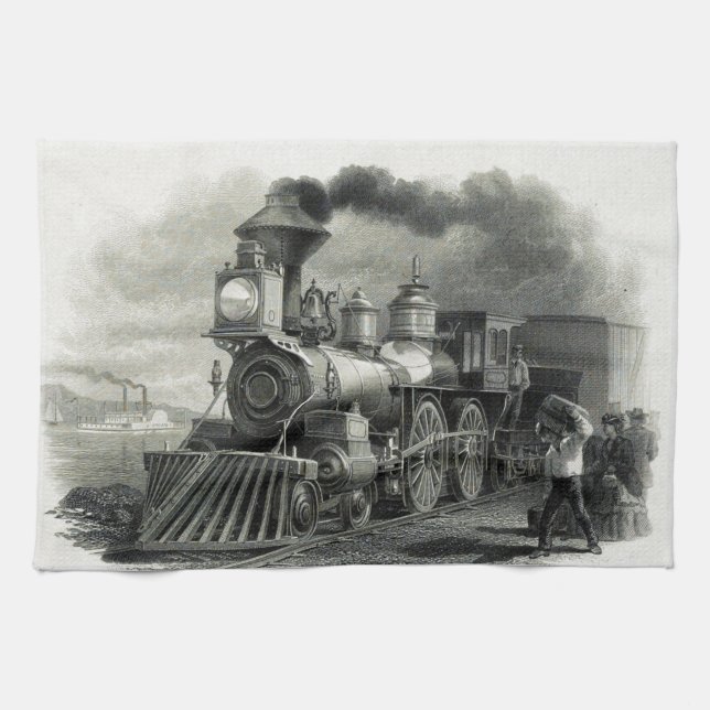 Vintage Steam Train Tea Towel (Horizontal)