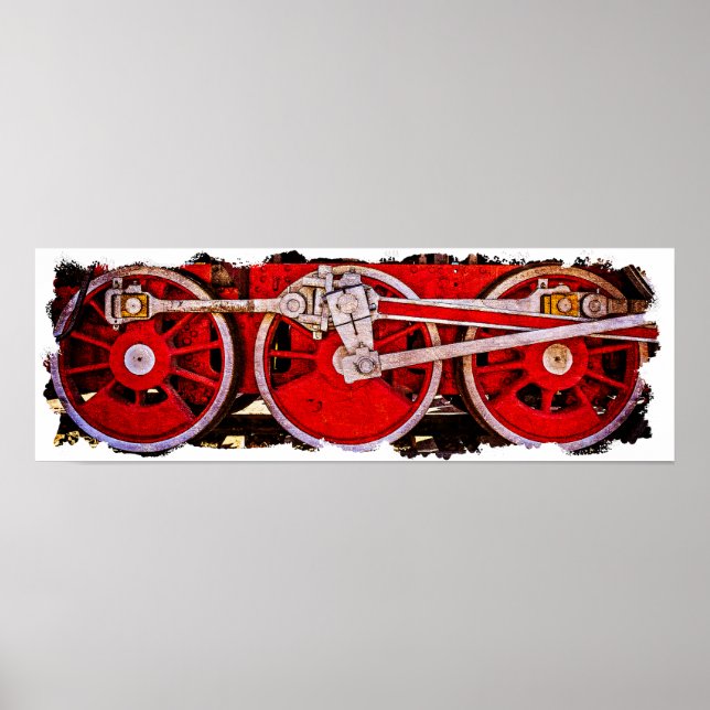 Vintage Steam Train Wheels Poster (Front)