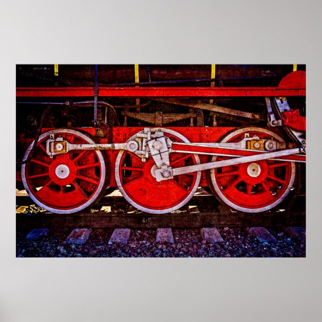 Vintage Steam Train Wheels Poster (Front)