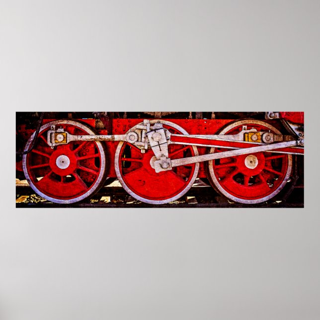 Vintage Steam Train Wheels Poster (Front)