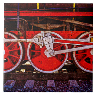 Vintage Steam Train Wheels Tile