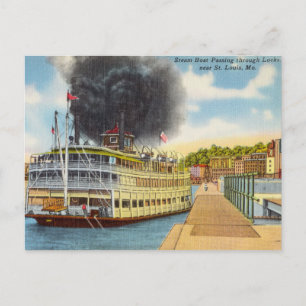 Vintage Steamboat in City, St. Louis Missouri Postcard