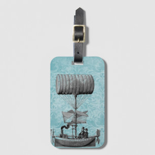 Vintage Steampunk Airboat Luggage Tag