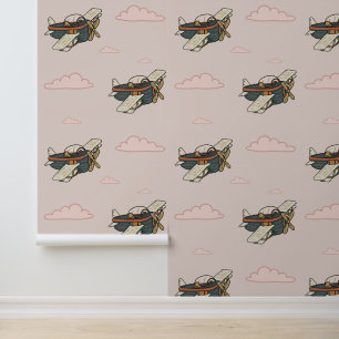 Vintage Steampunk Biplane Pattern Wallpaper