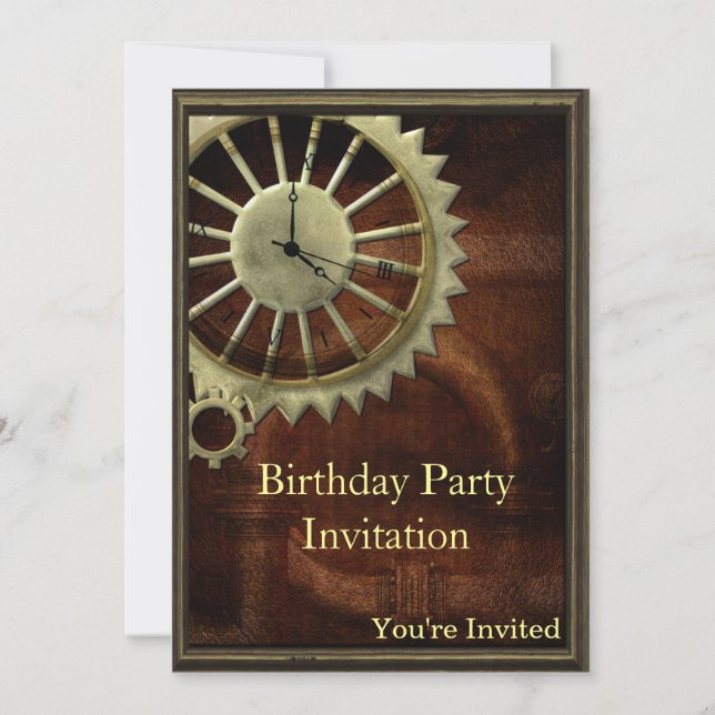 Vintage Steampunk Birthday Invitation (Front)