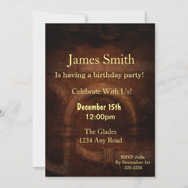 Vintage Steampunk Birthday Invitation (Front)