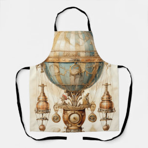 Vintage Steampunk Blue Hot Air Balloon (3) Apron