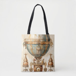 Vintage Steampunk Blue Hot Air Balloon (3) Tote Bag