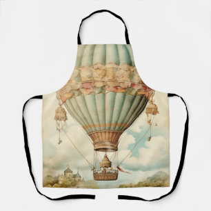 Vintage Steampunk Blue Hot Air Balloon Apron