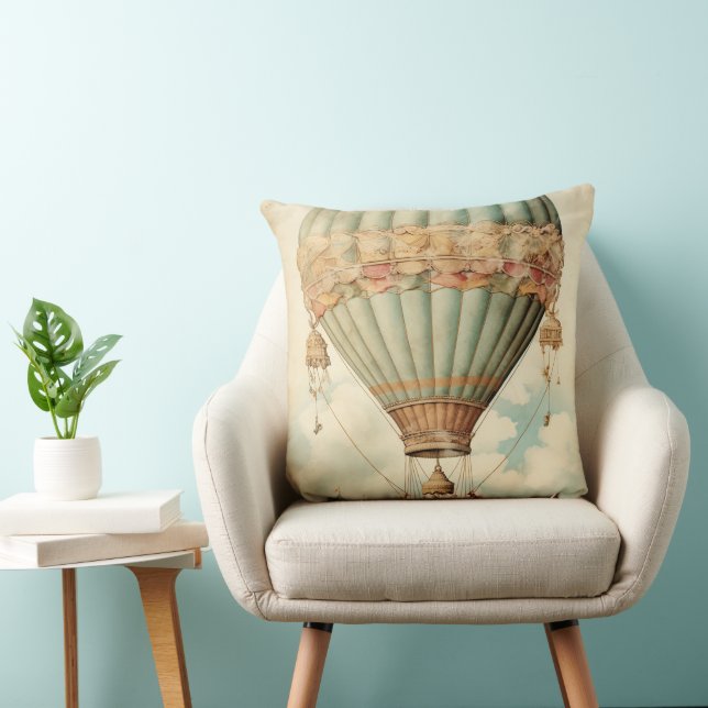 Vintage Steampunk Blue Hot Air Balloon Cushion (Chair)
