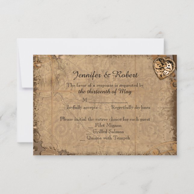 Vintage Steampunk Bride Wedding Response Card (Front)