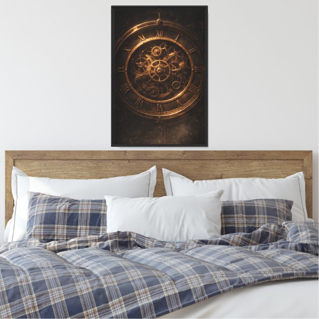 Vintage Steampunk Clockwork Canvas Print (Insitu(Bedroom))