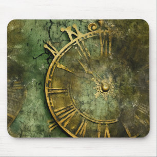 Vintage Steampunk Clockwork Emerald Mouse Pad