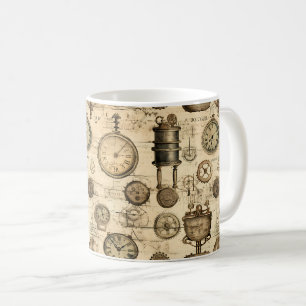 Vintage Steampunk Clockwork Parchment Brown Coffee Mug