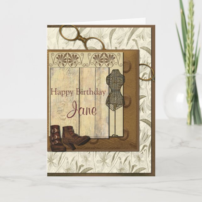 Vintage Steampunk Collage Birthday Card (Front)