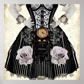 Vintage Steampunk Corset Dress Poster