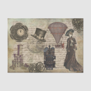 Vintage Steampunk Decoupage Victorian Grunge Gears Tissue Paper