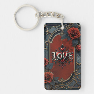 Vintage steampunk elegance clockwork Roses of Love Key Ring
