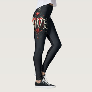 Vintage steampunk elegance clockwork Roses of Love Leggings