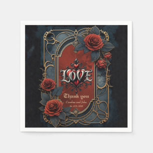 Vintage steampunk elegance clockwork Roses of Love Napkin