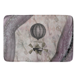 Vintage Steampunk Glam Purple Airship Bath Mat