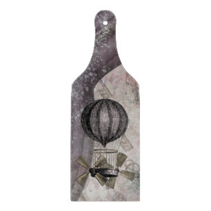 Vintage Steampunk Glam Purple Airship Cutting Board