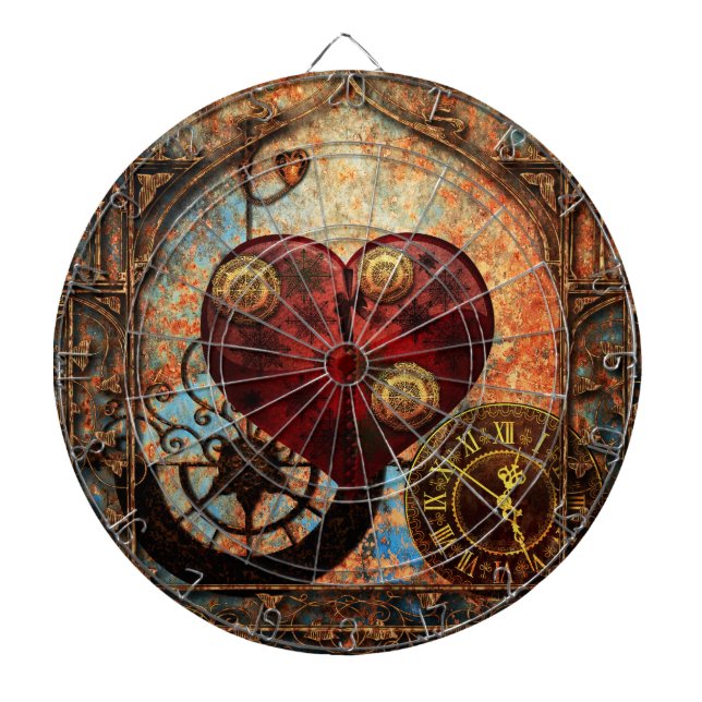 Vintage Steampunk Hearts Wallpaper Dartboard (Front)