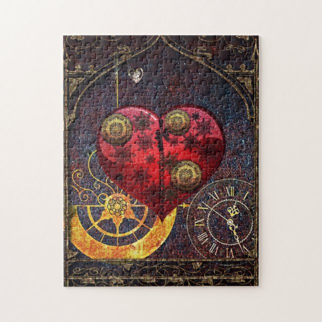 Vintage Steampunk Hearts Wallpaper Jigsaw Puzzle (Vertical)