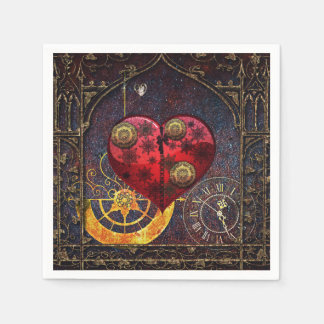 Vintage Steampunk Hearts Wallpaper Napkin